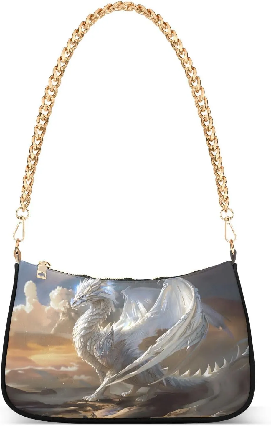 Shoulder Bags for Women Fire Water Dragon Hobo Tote Handbag Small Clutch Purse with Zipper Closure