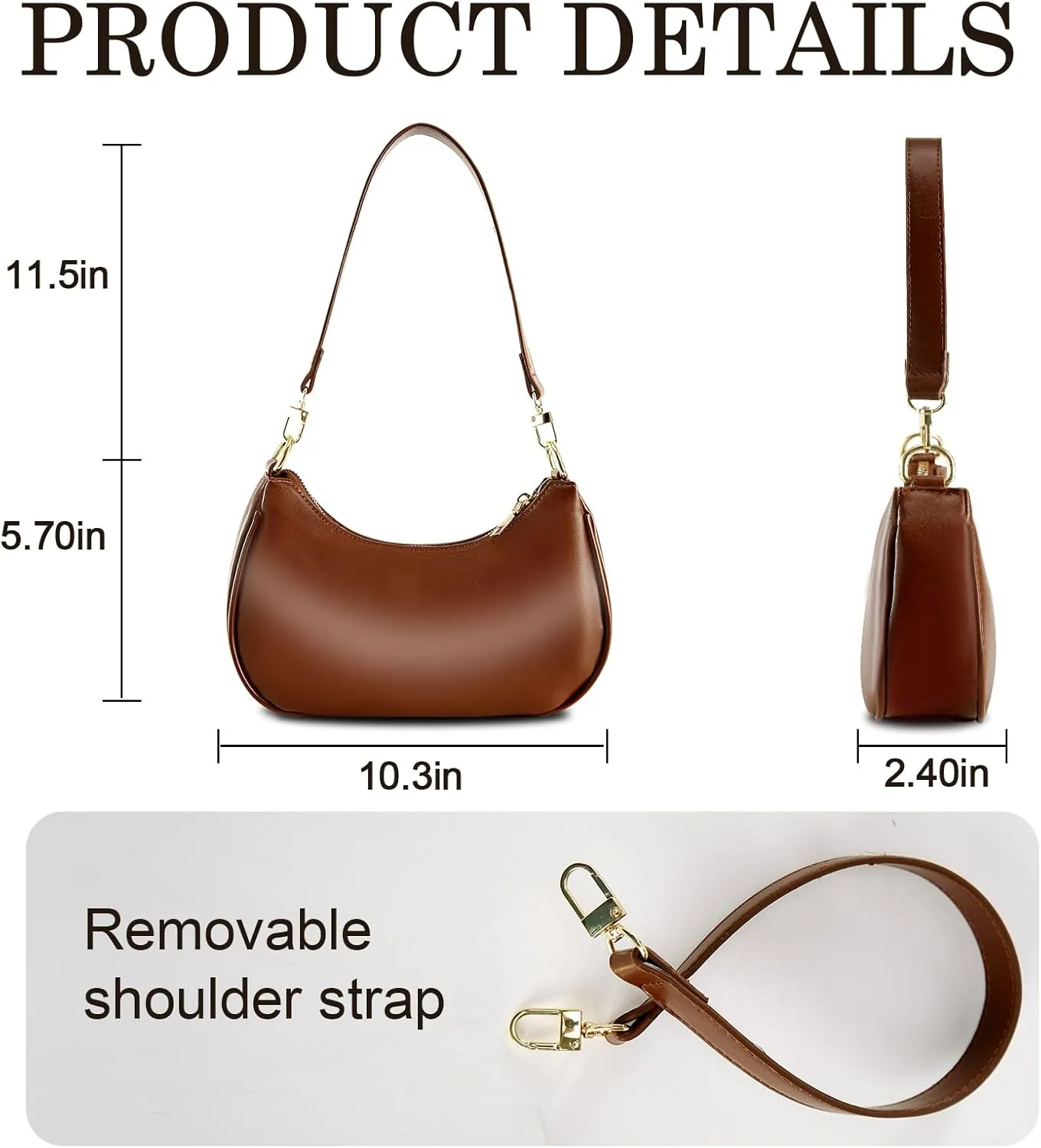 Shoulder Bags for Women Leather Cute Hobo Tote Handbag Under the Arm Purses Mini Clutch Purse with Zipper Closure