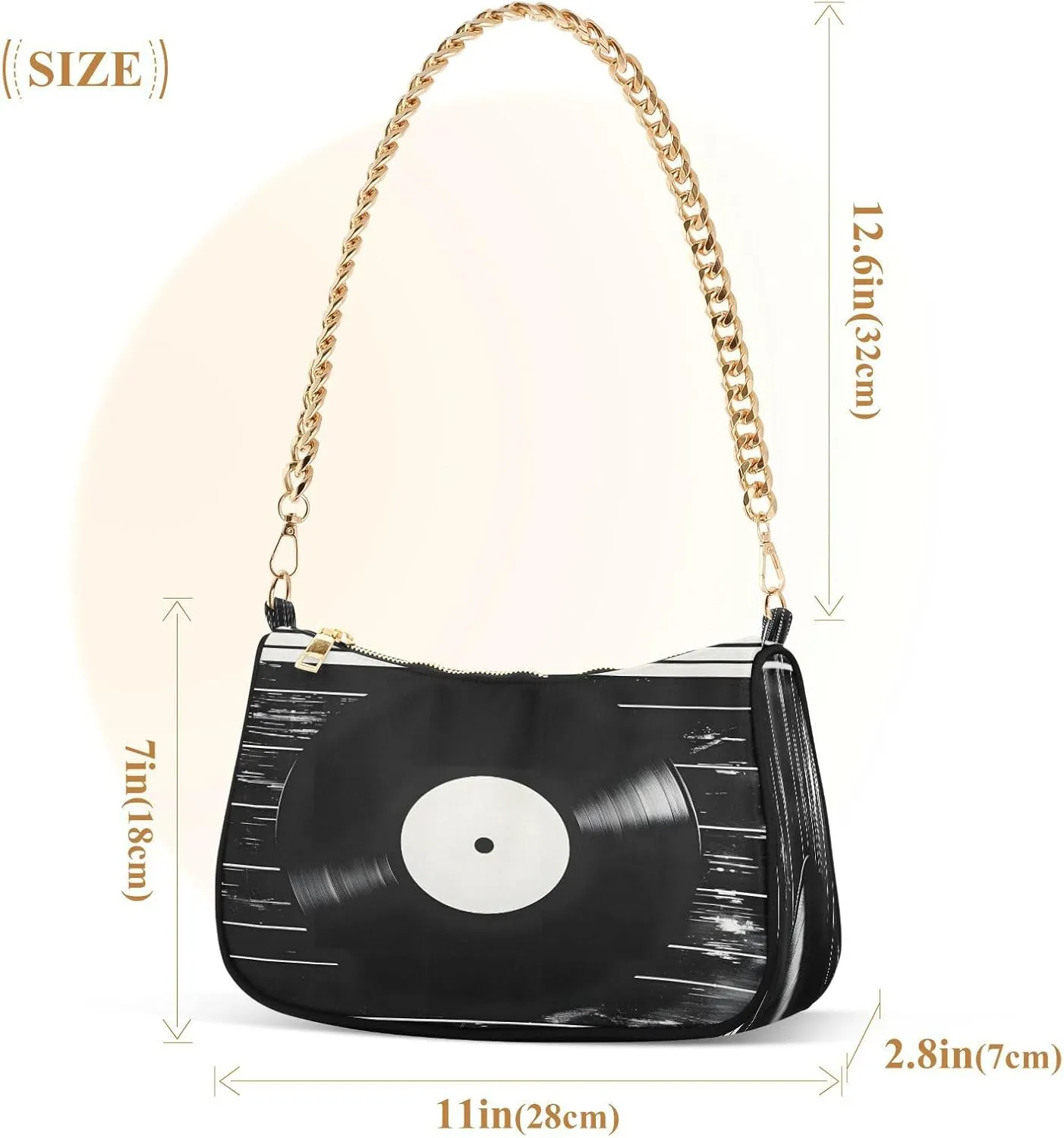 Shoulder Bags for Women Music Notes Piano Hobo Tote Handbag Small Clutch Purse with Zipper Closure