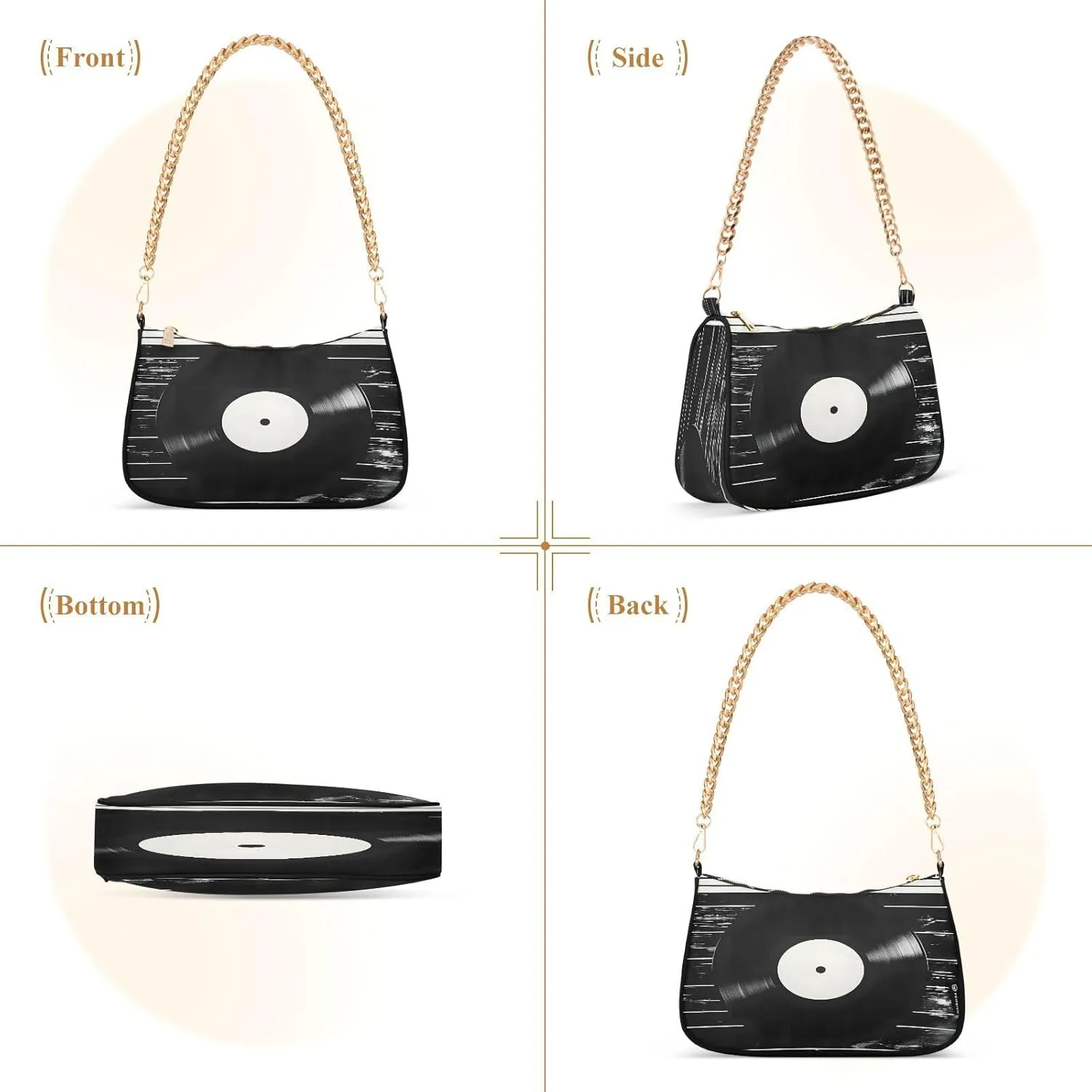 Shoulder Bags for Women Music Notes Piano Hobo Tote Handbag Small Clutch Purse with Zipper Closure