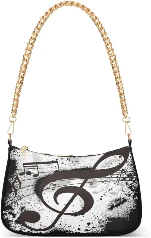 Shoulder Bags for Women Music Notes Piano Hobo Tote Handbag Small Clutch Purse with Zipper Closure