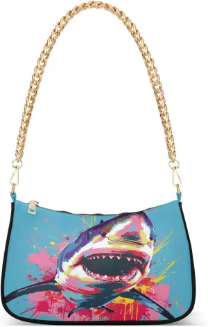 Shoulder Bags for Women Shark Hobo Tote Handbag Small Clutch Purse with Zipper Closure