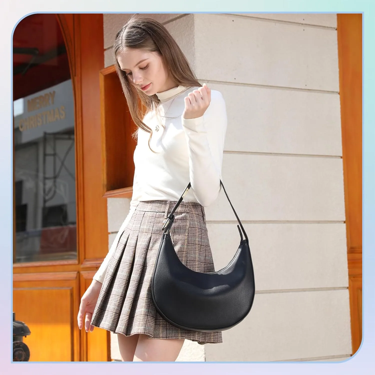 Shoulder Handbags 3 Ways Adjust Strap Shoulder Bag for Women Waterproof Leather Zip Closure Clutche Purses Hobo Bags
