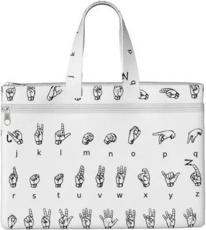 Sign Language Alphabet Print Polyester Tote Work Tote Bag For Women Laptop Shoulder Crossbody Bag Briefcase