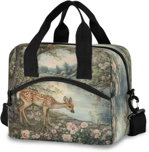 Sika Deer Lunch Box for Men Women Adults Insulated Lunch Bag Cooler Bag with Adjustable Shoulder Strap for Work Picnic Travel