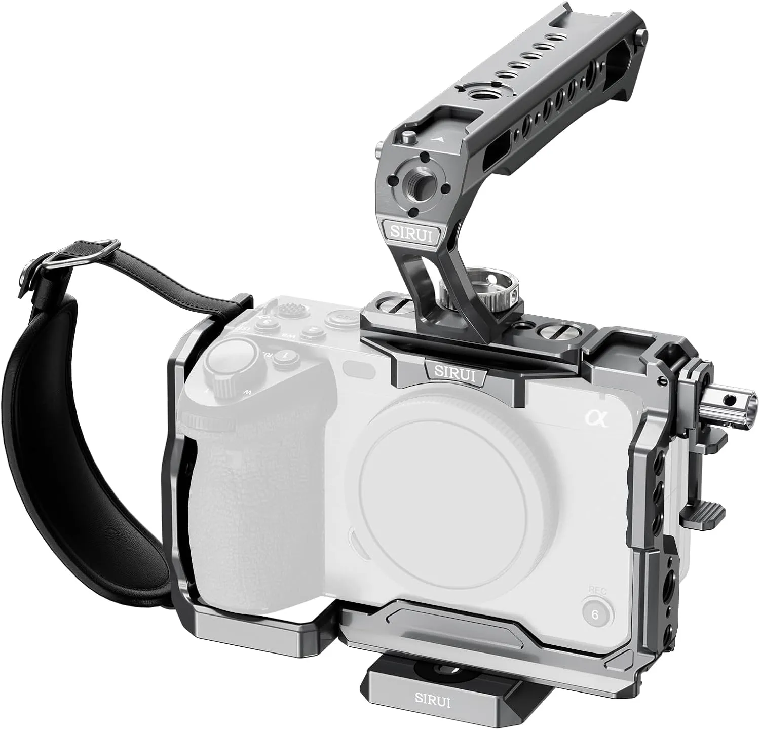 SIRUI Camera Cage Kit for Sony FX 3 FX30 with Top Handle Wrist Strap Cable Clamp for HDMI NATO Rail, QR Plate for Arca-Swiss, Modular Design Compatible with Sony XLR Handle, Grey
