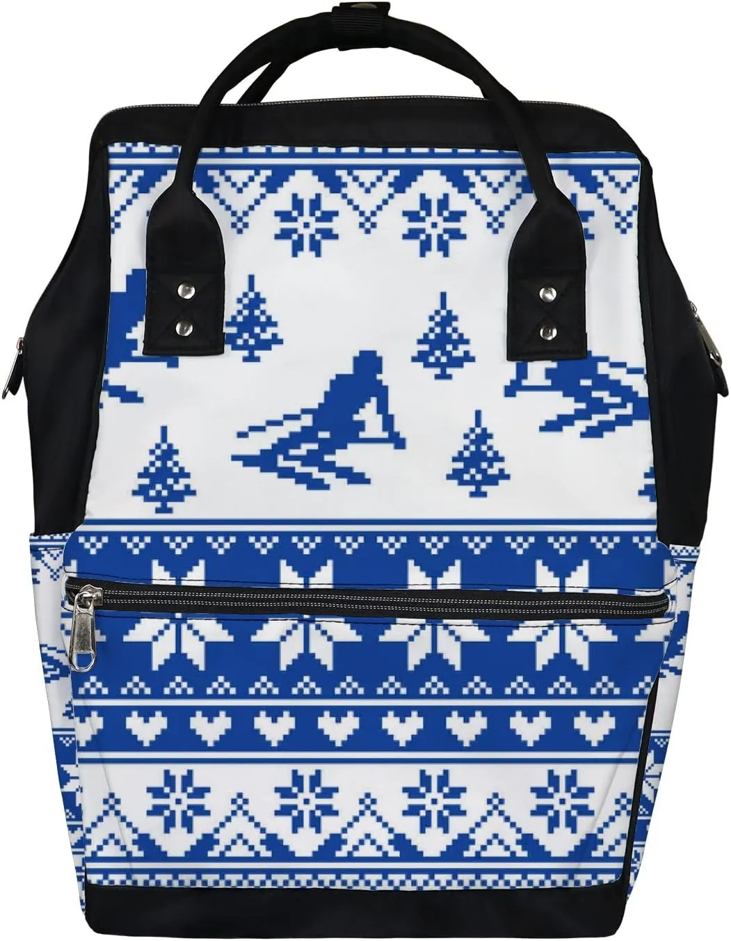 Ski Knit Pattern Diaper Bag Backpack Waterproof Backpack Baby Nappy Changing Bag for Travel Large Capacity Durable and Stylish for Woman