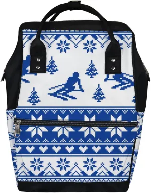 Ski Knit Pattern Diaper Bag Backpack Waterproof Backpack Baby Nappy Changing Bag for Travel Large Capacity Durable and Stylish for Woman
