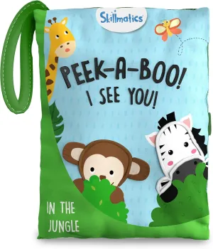 Skillmatics Peek-A-Boo Jungle Book - Soft Cloth Book for Baby, Infant & Toddler Toys, Crinkle Pages for Sensory Play, Gifts for Ages 6 Months and Up