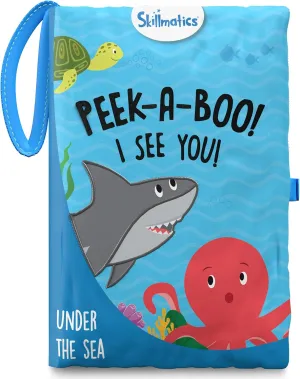 Skillmatics Peek-A-Boo Underwater Animal Book - Soft Cloth Book for Baby, Crinkle Pages for Sensory Play, Toddler Toys, Gifts for Ages 6 Months and Up