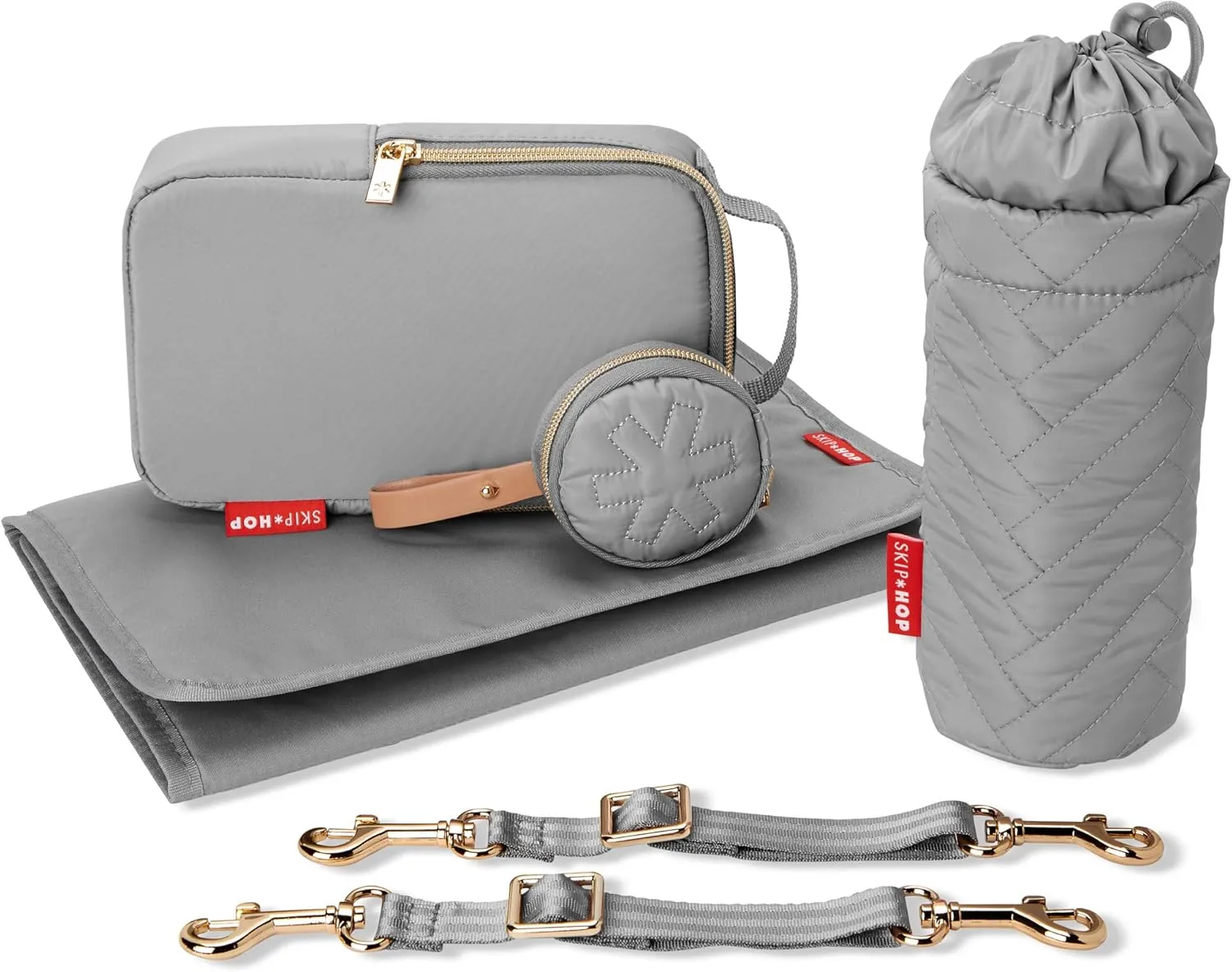 Skip Hop Diaper Bag Backpack: Suite 6-in-1 Diaper Backpack Set, Multi-Function Baby Travel Bag with Changing Pad, Stroller Straps, Bottle Bag and Pacifier Pocket, Dove Grey