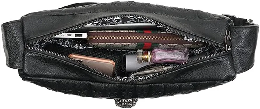 Skull Handbag Shoulder Bag PU LeatherWomen Handbag with Adjustable Shoulder Strap