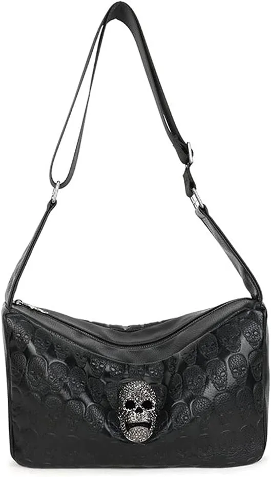 Skull Handbag Shoulder Bag PU LeatherWomen Handbag with Adjustable Shoulder Strap