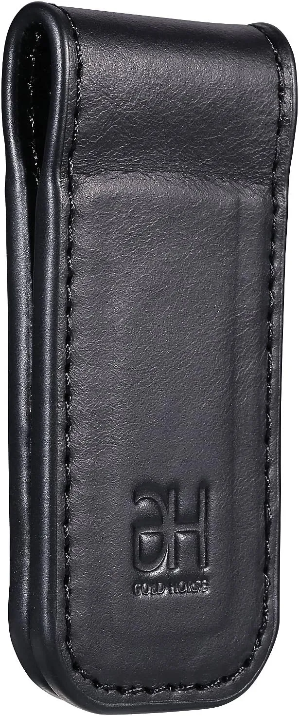 Slim Magnetic Money Clip Genuine Leather Business Card Holder for Men, Black