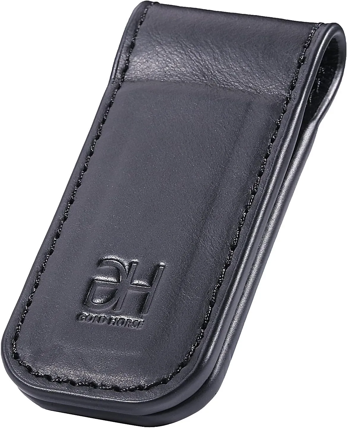 Slim Magnetic Money Clip Genuine Leather Business Card Holder for Men, Black