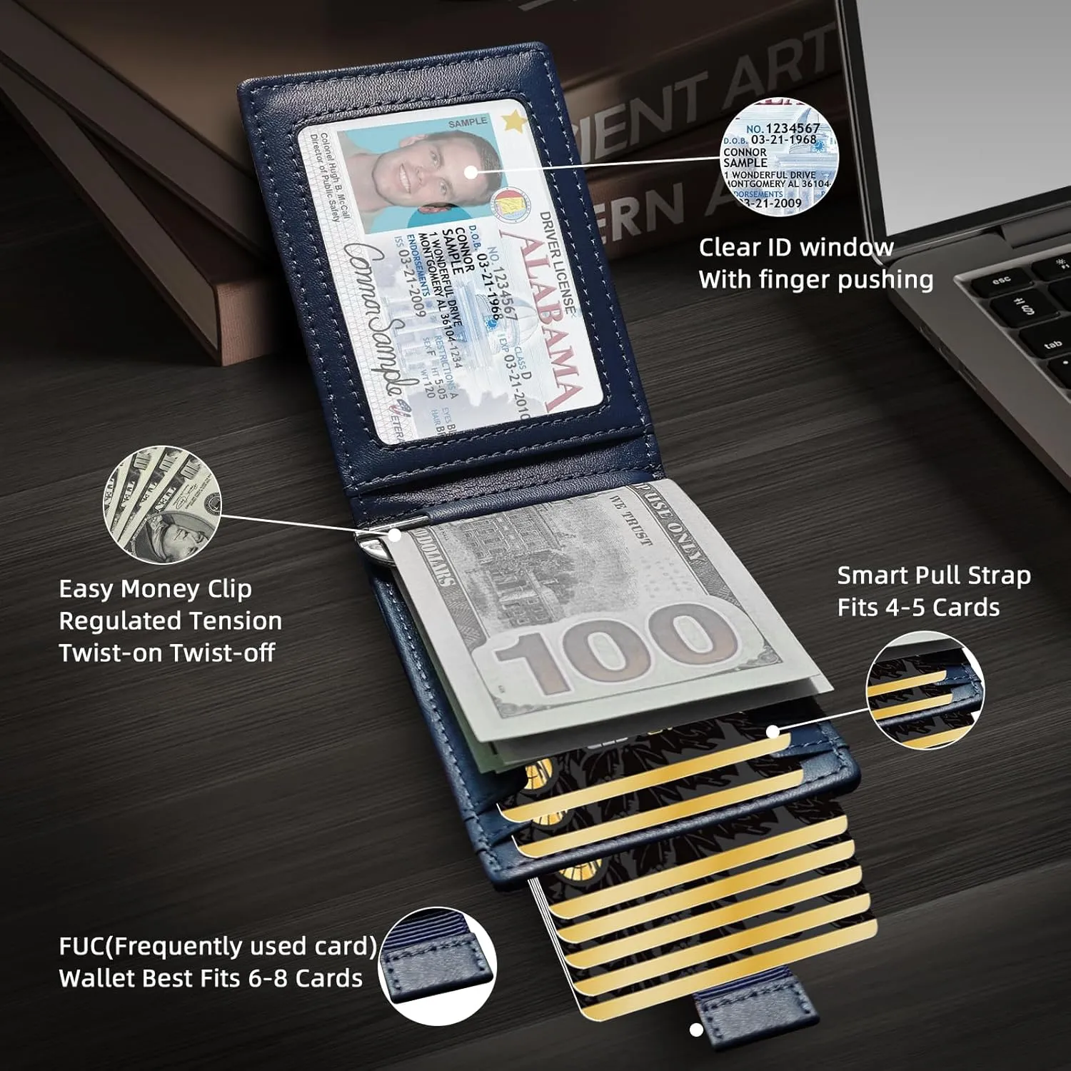 Slim Minimalist Wallet for Men- Money Clip Wallet | Bifold Men Wallets | RFID Blocking Wallet | Genuine Leather Wallets for Men | 12 Card Holder Mens Wallet | Mens Front Pocket wallet