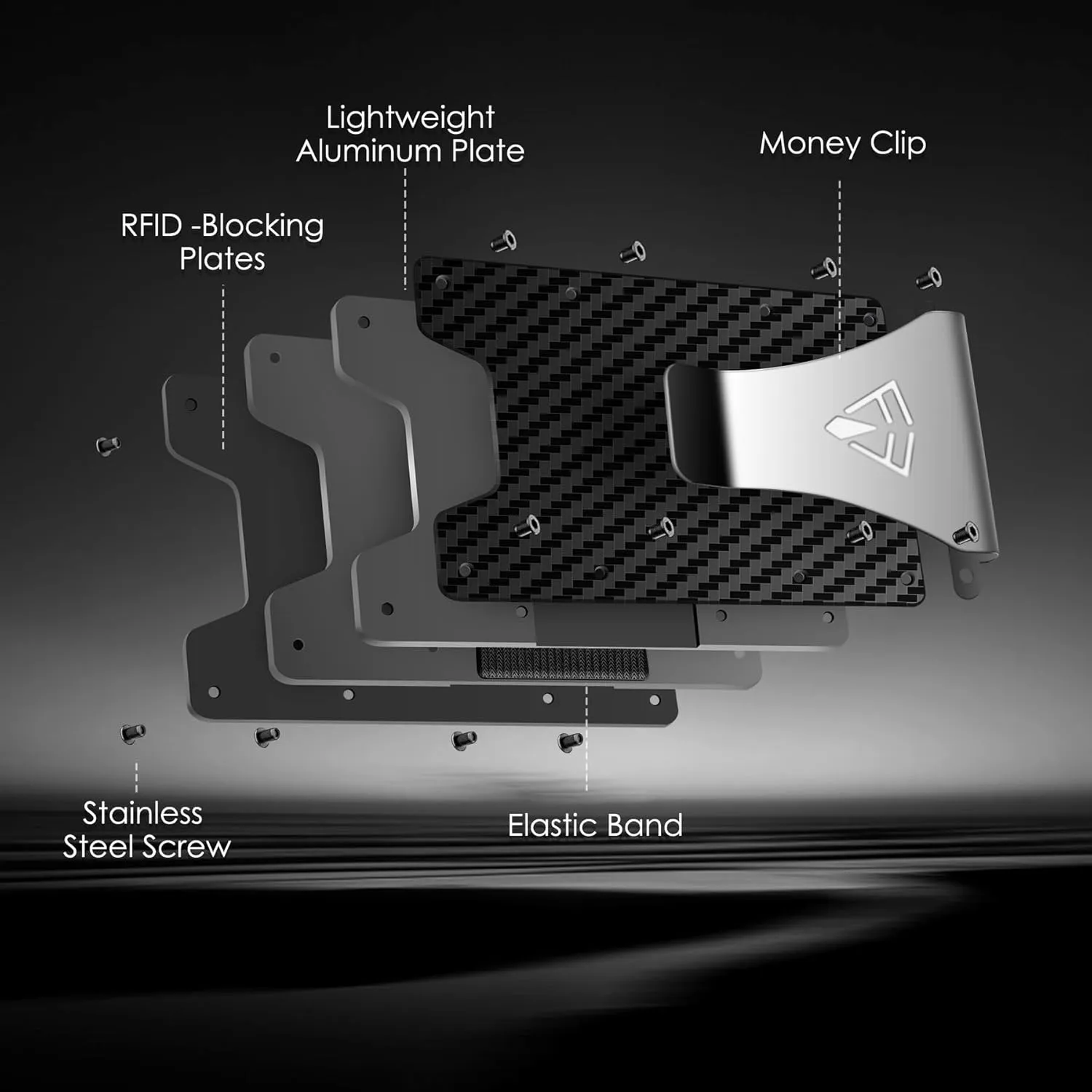 Slim Minimalist Wallet for Men with Money Clip - 15 Credit Card Holder RFID Wallet for Men - Front Pocket Mens Wallet with Compact Design - Easy to Access for Cards - Ideal Gift for Him(Carbon Fiber)