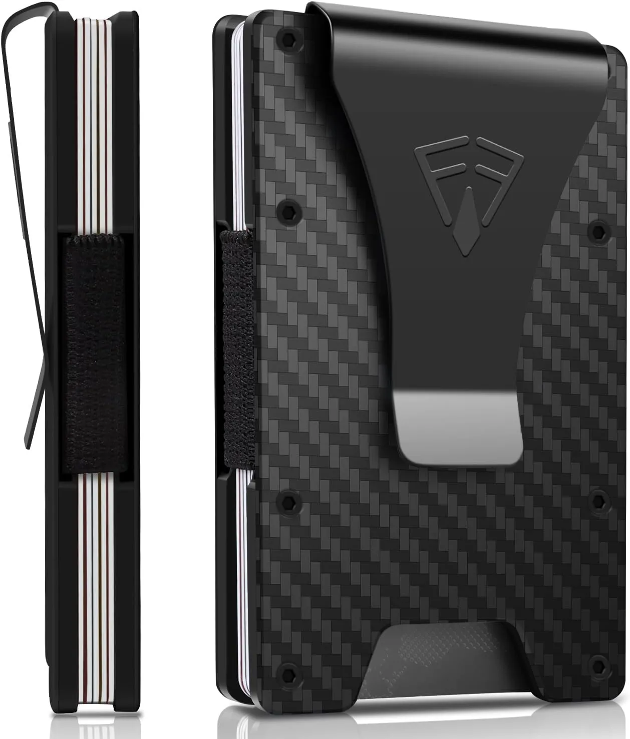 Slim Minimalist Wallet for Men with Money Clip - 15 Credit Card Holder RFID Wallet for Men - Front Pocket Mens Wallet with Compact Design - Easy to Access for Cards - Ideal Gift for Him(Carbon Fiber)