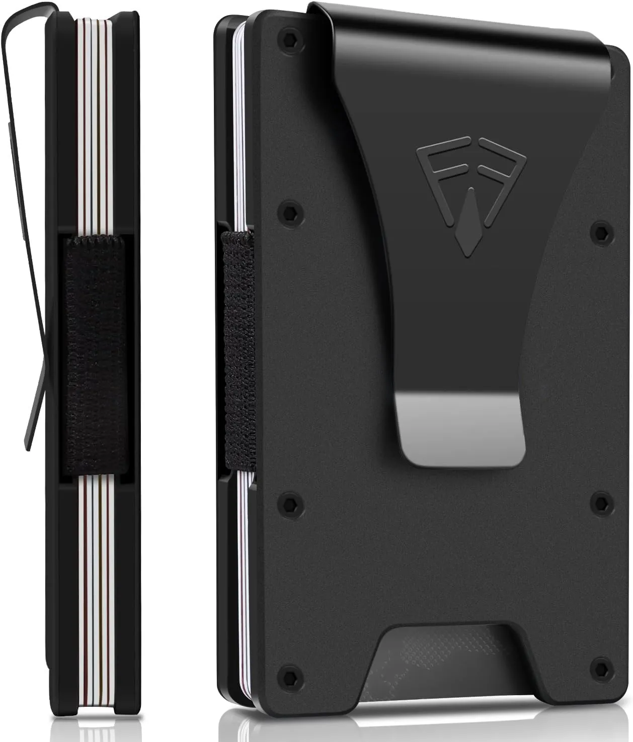 Slim Minimalist Wallet for Men with Money Clip - 15 Credit Card Holder RFID Wallet for Men - Front Pocket Mens Wallet with Compact Design - Easy to Access for Cards - Ideal Gift for Him(Space Black)