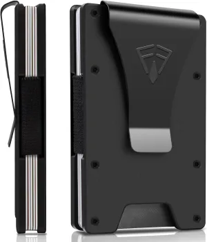 Slim Minimalist Wallet for Men with Money Clip - 15 Credit Card Holder RFID Wallet for Men - Front Pocket Mens Wallet with Compact Design - Easy to Access for Cards - Ideal Gift for Him(Space Black)
