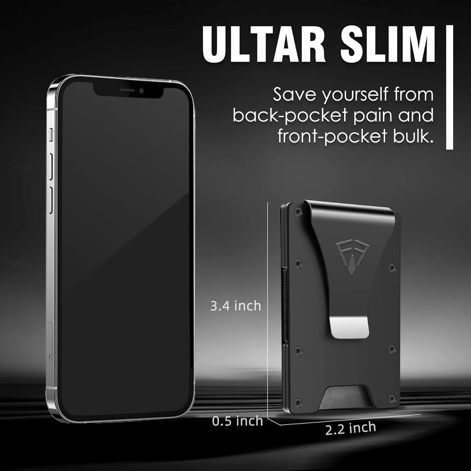 Slim Minimalist Wallet for Men with Money Clip - 15 Credit Card Holder RFID Wallet for Men - Front Pocket Mens Wallet with Compact Design - Easy to Access for Cards - Ideal Gift for Him(Space Black)