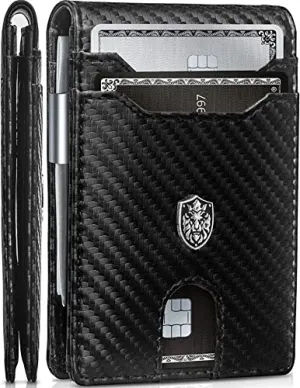 Slim RFID Men Wallets with Money Clip and 12 Cards Holder