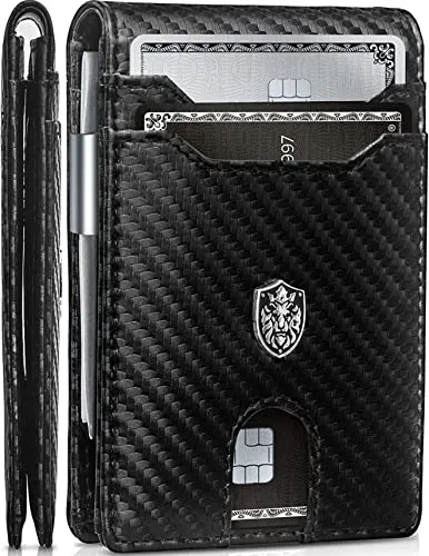 Slim RFID Men Wallets with Money Clip and 12 Cards Holder