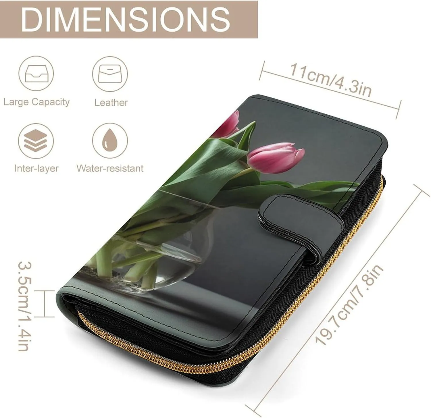 Slim Wallet for Women Men Leather Wallet,Flowers Grow in A Bottle Credit Card Holder Clutch Purses for Women, Available in Multiple Styles