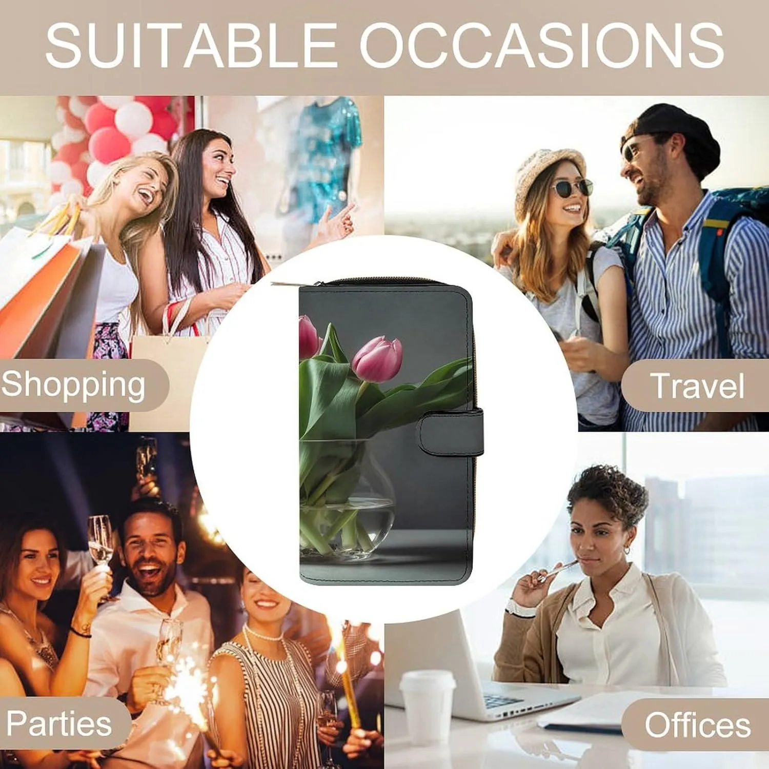 Slim Wallet for Women Men Leather Wallet,Flowers Grow in A Bottle Credit Card Holder Clutch Purses for Women, Available in Multiple Styles