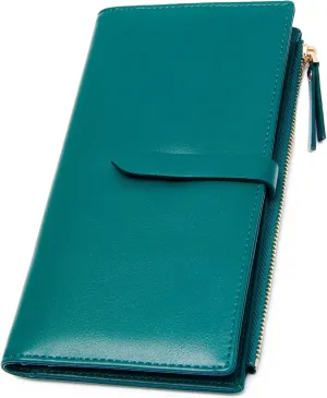 Slim Wallets for Women Credit Card Holder RFID Bifold Clutch Wallets Checkbook with Zipper Pocket