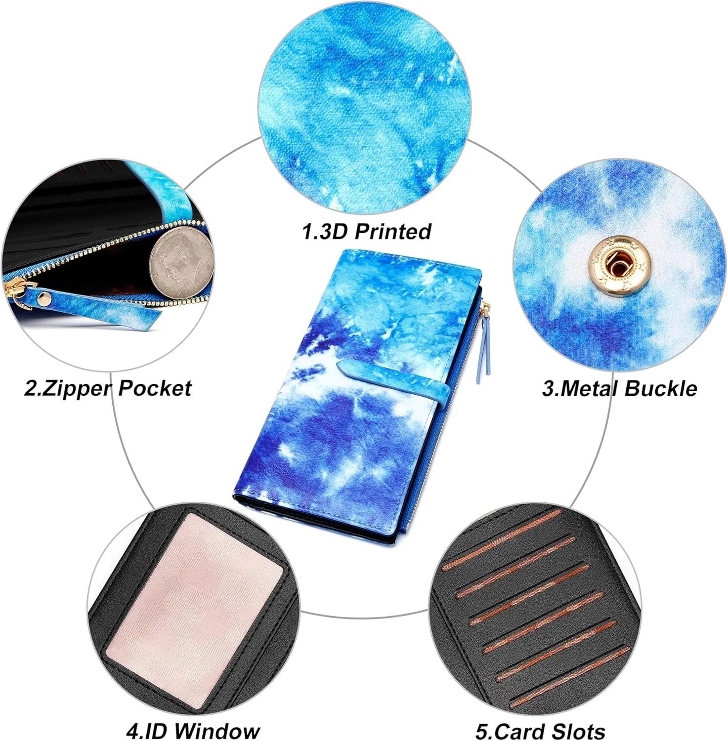 Slim Wallets for Women Credit Card Holder RFID Bifold Clutch Wallets Checkbook with Zipper Pocket