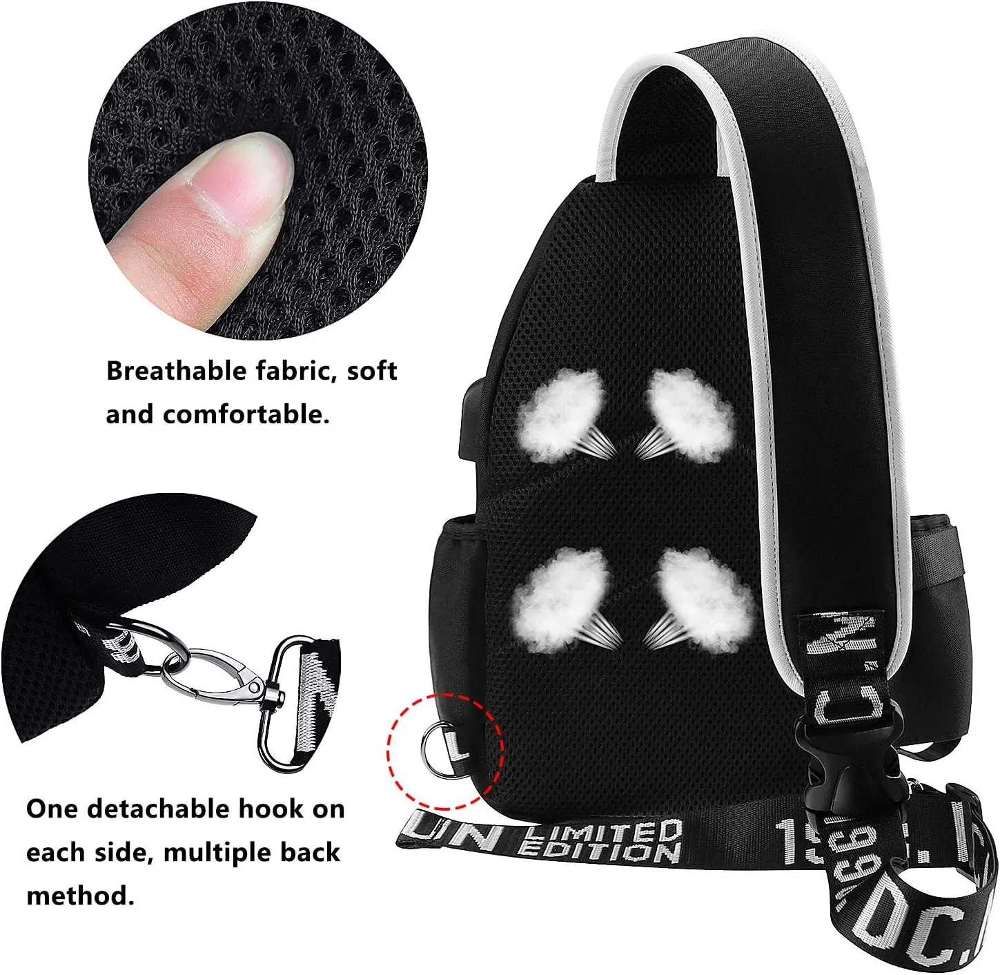 Sling Bag, Crossbody Shoulder Bag for Mens Women Multipurpose Daypacks Chest Bag