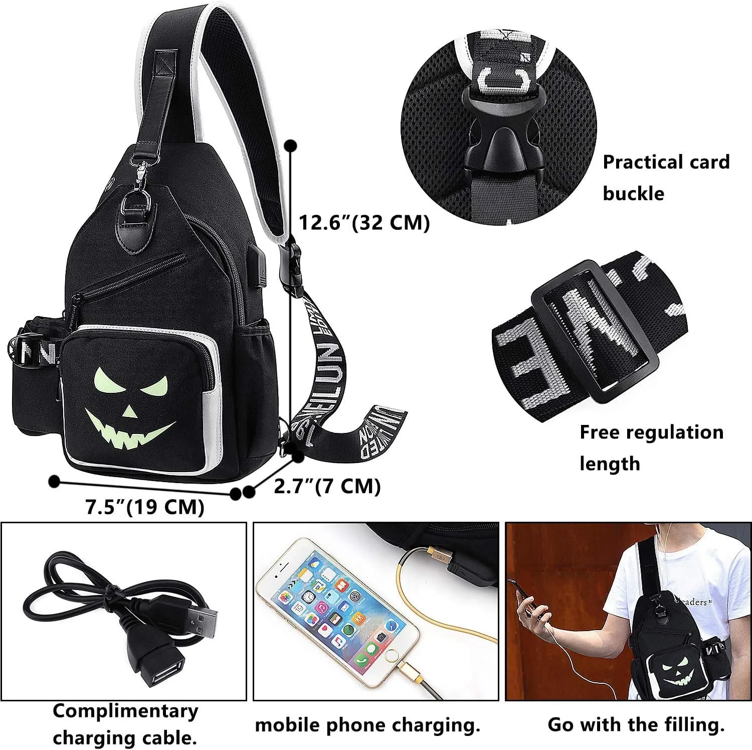 Sling Bag, Crossbody Shoulder Bag for Mens Women Multipurpose Daypacks Chest Bag