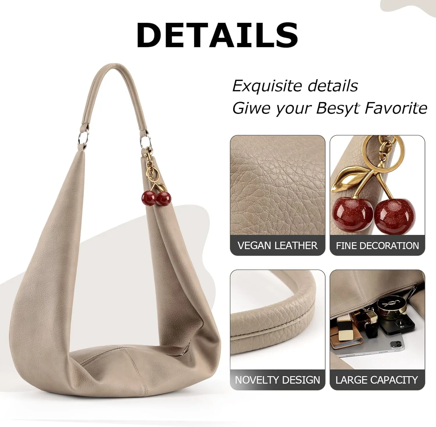 Slouchy Hobo Bags for Women Soft Vegan Leather Sling Bag Designer Shoulder Purses Top Handle Handbag with Small Purse