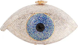 Small Clutch Purse Crystal Evening Handbag Rhinestone Eye Money Bag for Cocktail Prom Party Wedding Date