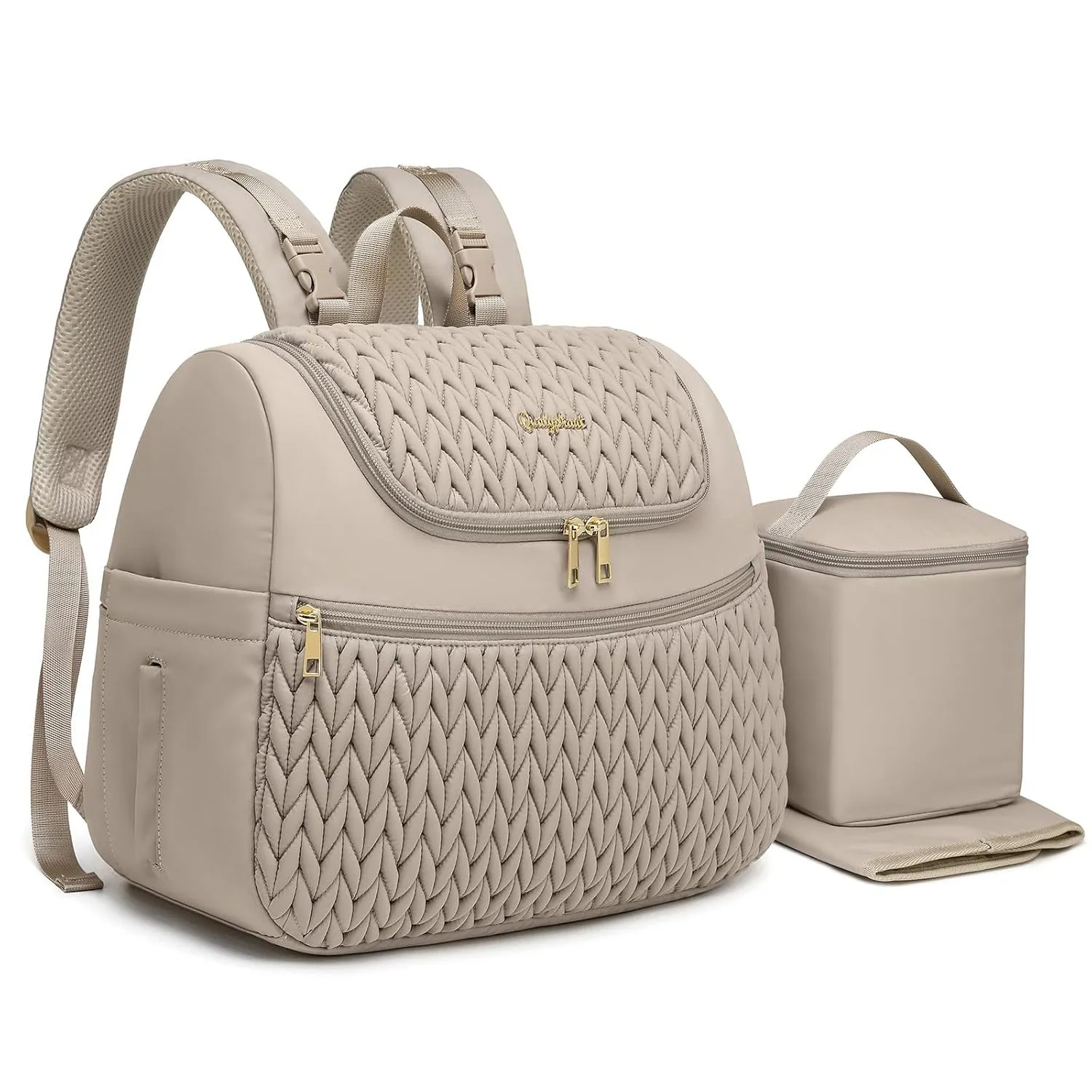 Small Diaper Bag Backpack, Mini Baby Bag, Breast Pump Backpack for Spectra S1 S2 Medela with Cooler Storage for Working Mom, Khaki