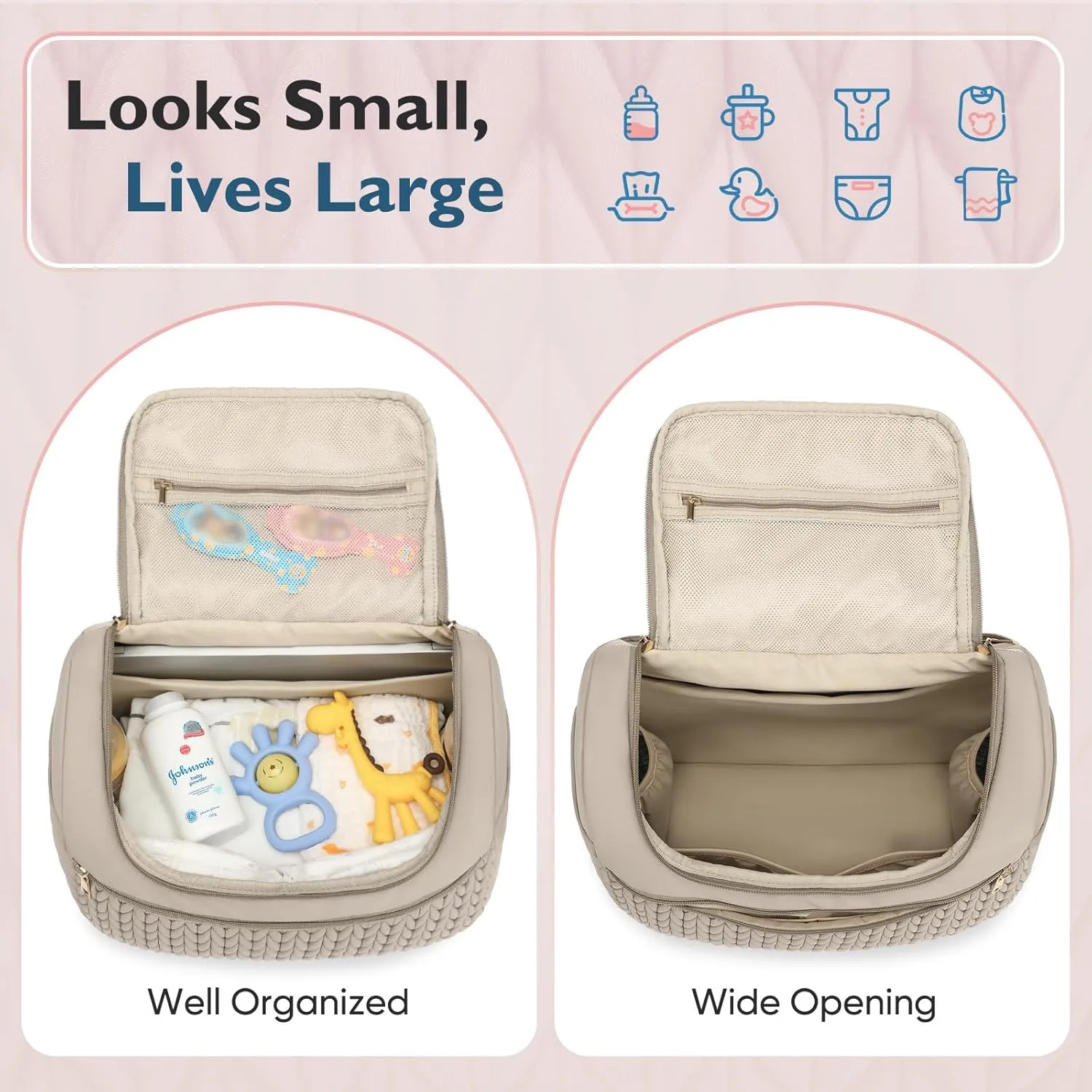 Small Diaper Bag Backpack, Mini Baby Bag, Breast Pump Backpack for Spectra S1 S2 Medela with Cooler Storage for Working Mom, Khaki
