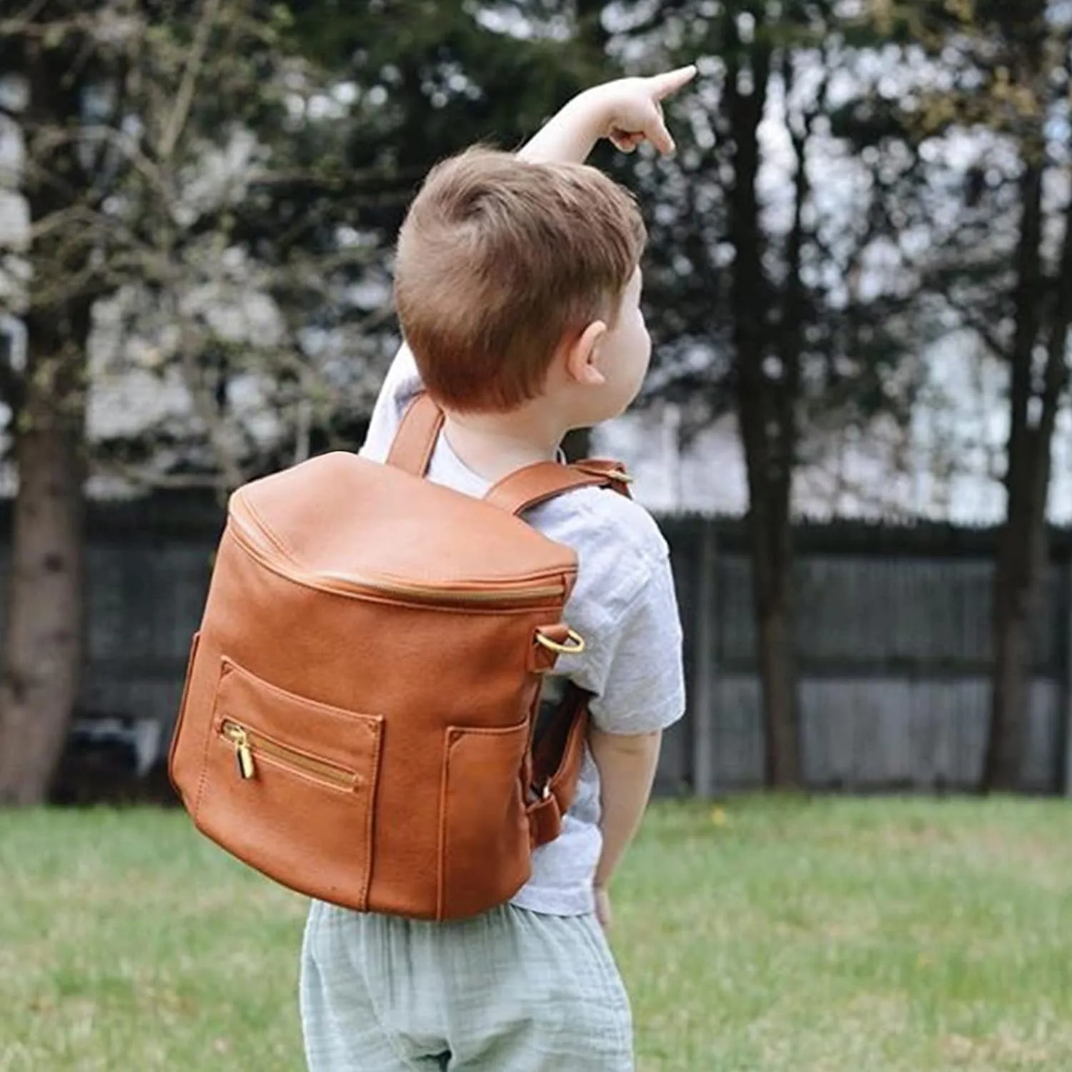 Small Diaper Bag Mini Diaper Bag by , Leather Diaper Bag Backpack with 13 Diaper Bag Organizers,2 Insulated Pockets, and Shoulder Strap(Brown)