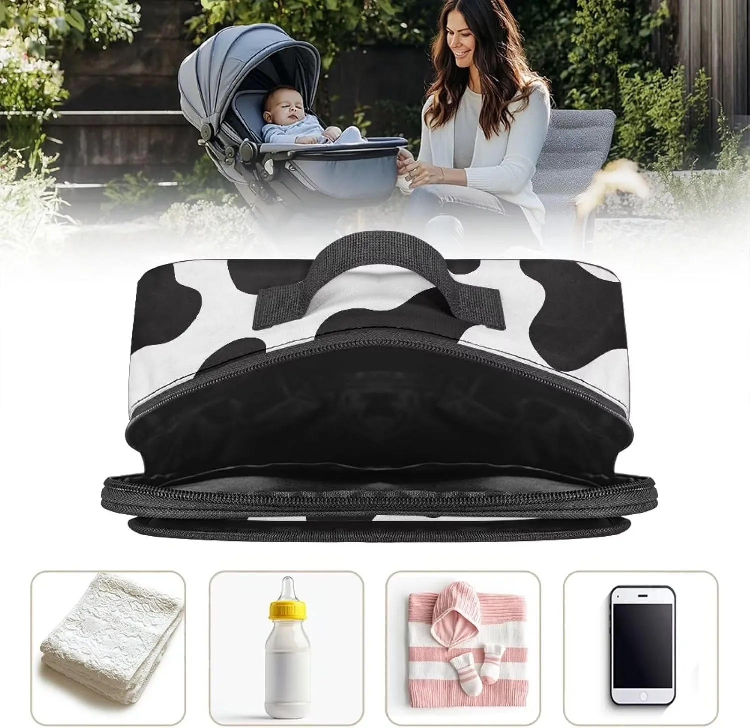Small Diaper Bag Toddler Cute Mini Diaper Bag for Stroller Caddy Bag Organizer Storage Bin for Diapers Mommy Bag