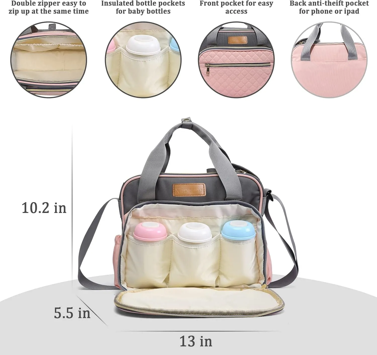 Small Diaper Bag Tote for Girls Baby Nappy Bag - Travel&Outdoor Stroller Organizer Cute Diaper Maternity Bag for Mom Daddy
