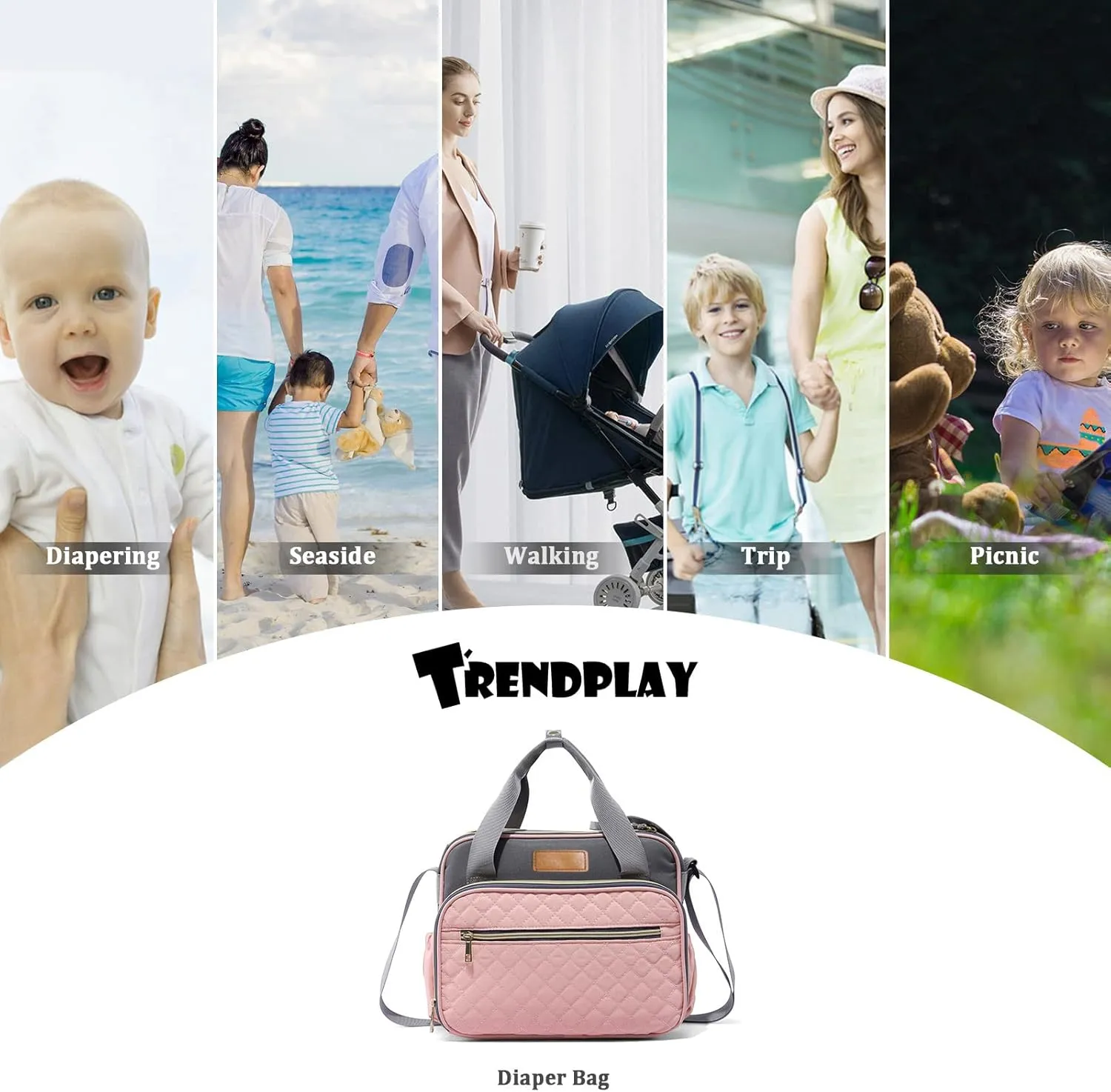 Small Diaper Bag Tote for Girls Baby Nappy Bag - Travel&Outdoor Stroller Organizer Cute Diaper Maternity Bag for Mom Daddy