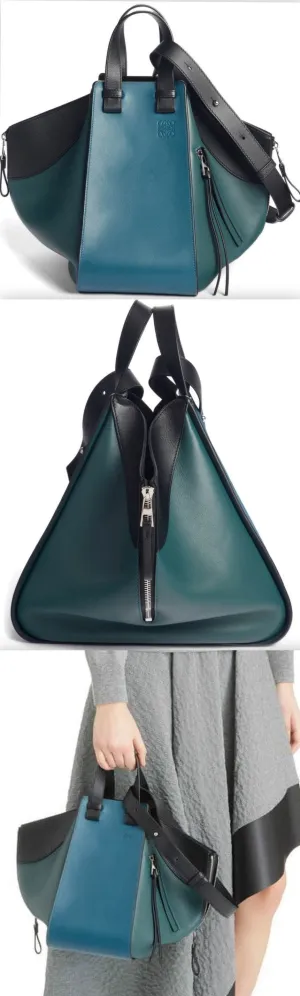 Small Hammock Tricolor Pebbled Leather Hobo