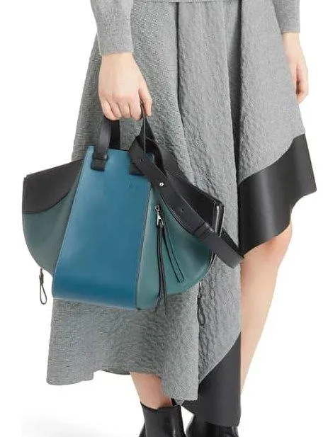 Small Hammock Tricolor Pebbled Leather Hobo