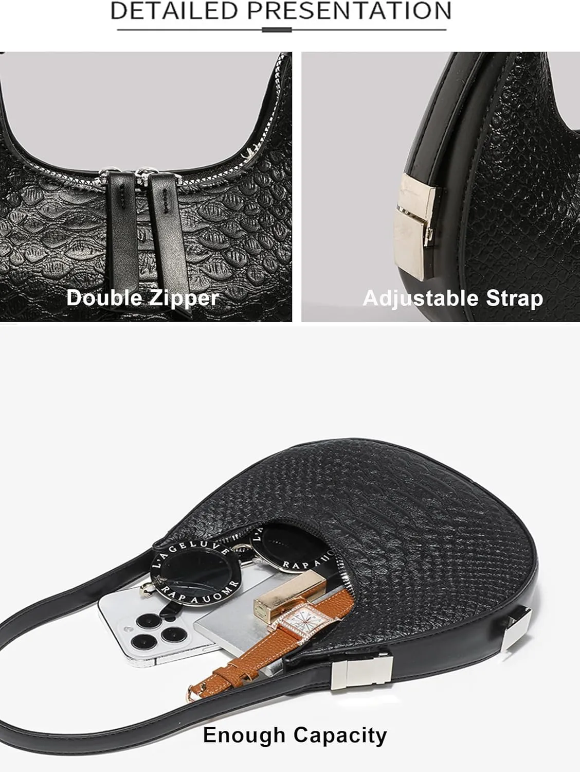 Small Purse for women,Trendy Cute Shoulder Bags Small Clutch Hobo Tote Handbag With Double Zipper Closure