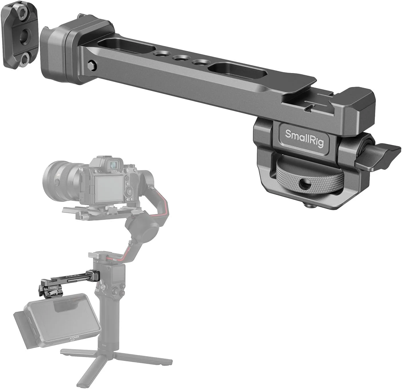 SMALLRIG HawkLock Quick Release Adjustable Camera Monitor Mount, NATO Rail and Cold Shoe, Tilt 165° Adjustable, for DJI RS 4 Mini/RS 4 Pro/RS 4 /RS 3 Mini/RS 3 Pro/RS 3 /RSC 2 /RS 2 Stabilizers
