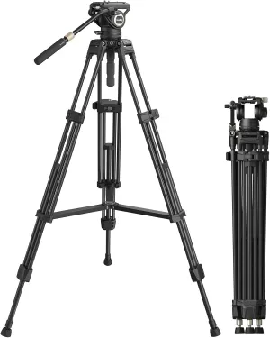 SmallRig Heavy-Duty Carbon Fiber Tripod with FreeSpeed One-Step Height Adjust, 75" Tall, Fluid Head, Dual-Mode QR Plate for DJI/MFT, Load up to 17lbs, Professional Video Tripod for Camera AD-80S