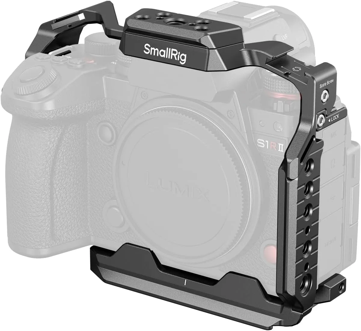 SmallRig S1R II / S1 II / S1 IIE Cage for Panasonic LUMIX S1R II / S5 II / S5 IIX / G9 II, Built-in Quick Release Plate for Arca, with 1/4''-20 & 3/8''-16 Threaded Holes, Dual NATO Rails, Cold Shoe