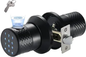 Smart Fingerprint Door Knob, Keypad Door Knob with Big Sensor, Keyless Entry Door Locks with Handle, Unlocking Records for Home, Office, Hotel and Garage(NO APP)