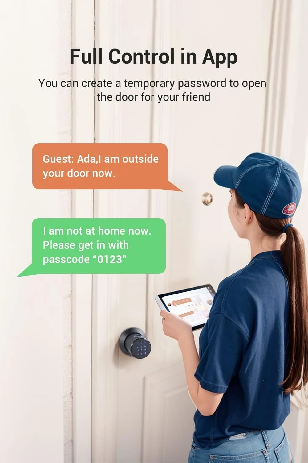 Smart Fingerprint Door Knob with Keypad, Keyless Touchscreen Digital Entry Door Lock, Secure Bluetooth, App Control, Anti-Slip Handle, Easy to Install, Auto Door Lock for Home, Hotel, Office, Garage