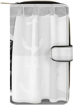 Soft Clutch PU Leather Wallet with 12 Card Slots, Zipper Card Case Holder Purse